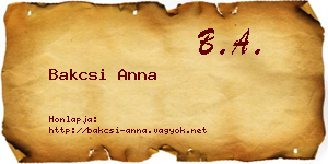 Bakcsi Anna névjegykártya