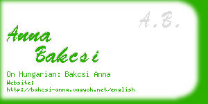 anna bakcsi business card